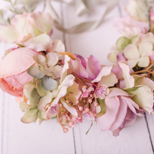 Muted Pastel Girl's Flower crown - Whimsical Vintage Style - Image 11