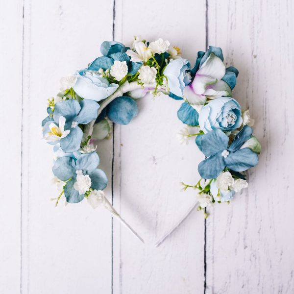 Child's Dusty Blue and Teal Flower Headband - Image 8