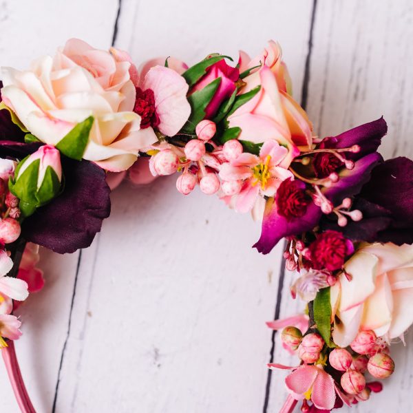 Child's Red and Pink Floral Headband - Image 3