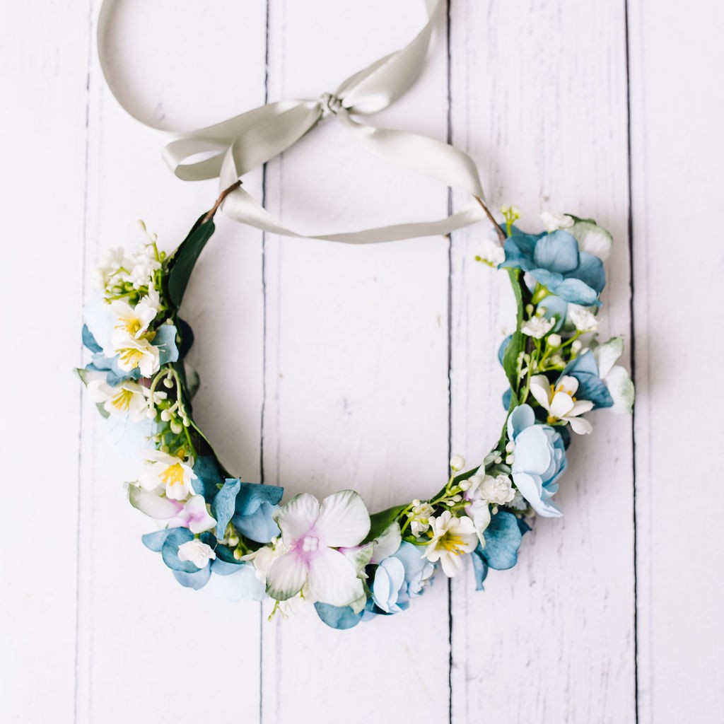 Blue and store white flower crown
