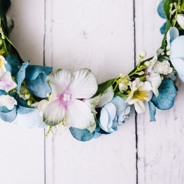 Dusty Blue and Teal Child's Flowercrown - Vintage Whimsical Style Headband - Image 3