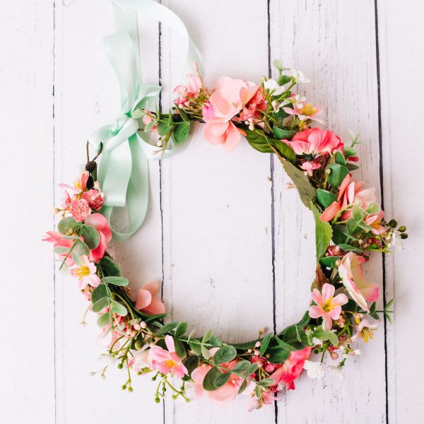 Coral Pink Children's Flowercrown - Whimsical Vintage Style Floral headband - Image 9