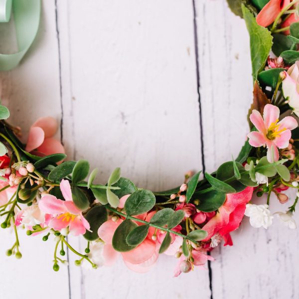 Coral Pink Children's Flowercrown - Whimsical Vintage Style Floral headband - Image 10