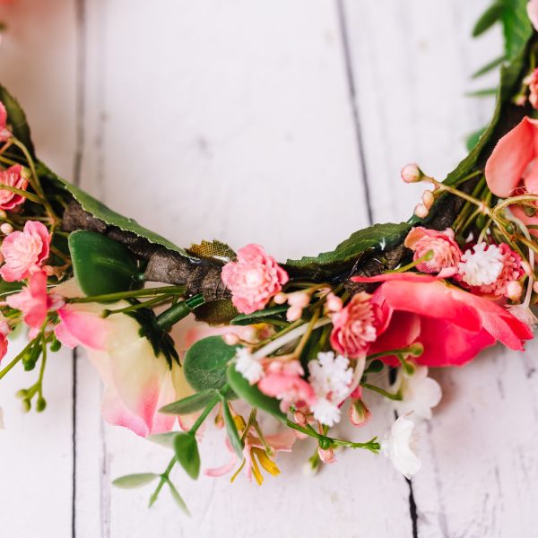 Coral Pink Children's Flowercrown - Whimsical Vintage Style Floral headband - Image 11
