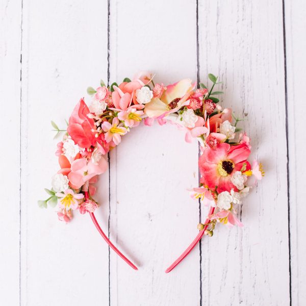 Coral Pink Flower Headband for Children - Image 7