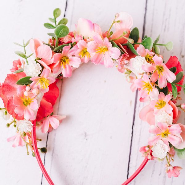 Coral Pink Flower Headband for Children - Image 5