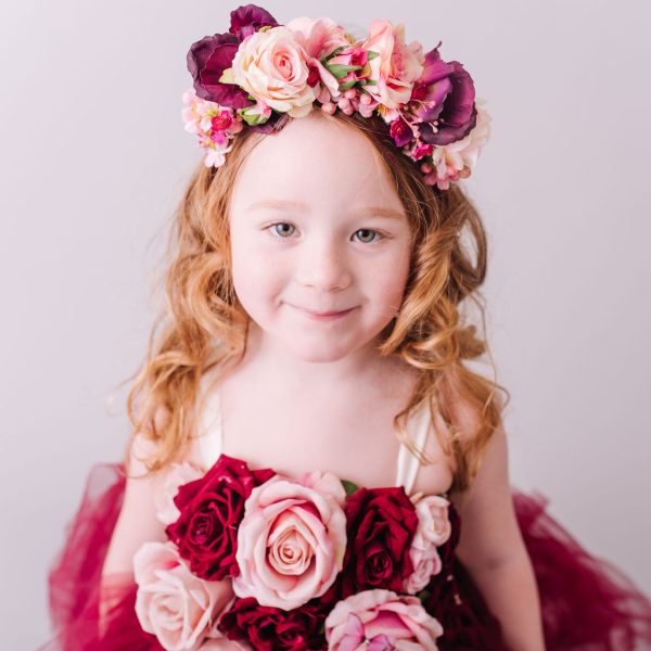 Child's Red and Pink Floral Headband - Flower Crown Magic