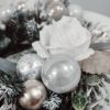 Christmas Wreath, Flocked, White Flowers - Image 4