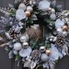 Christmas Wreath, Flocked, White Flowers
