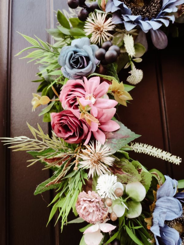 Blue Sunflower Autumn Winter Wreath - Image 5