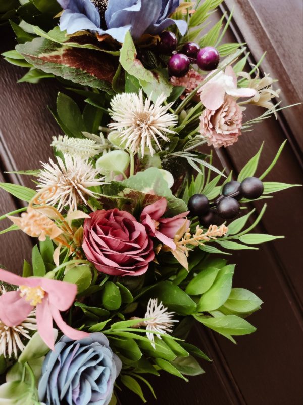 Blue Sunflower Autumn Winter Wreath - Image 4