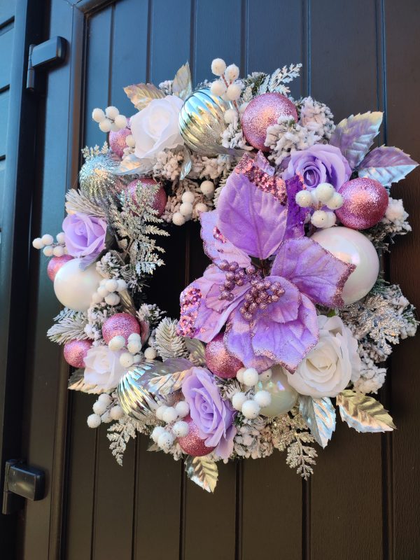 Purple and Pink Frosted Wreath - Image 5