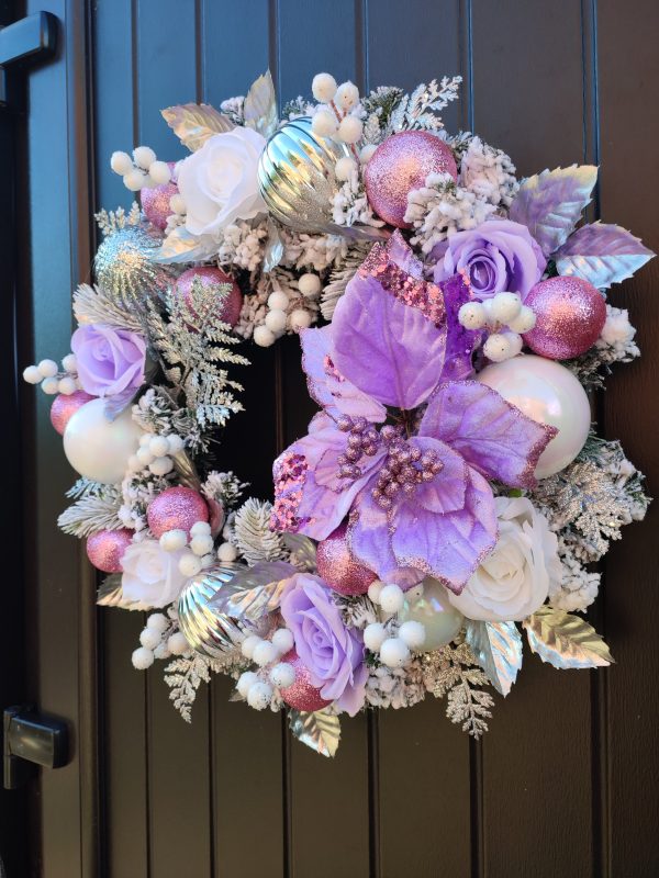 Purple and Pink Frosted Wreath - Image 3