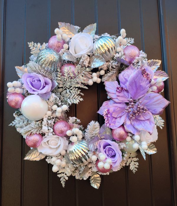 Purple and Pink Frosted Wreath - Image 7