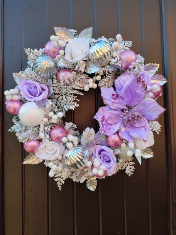 Purple and Pink Frosted Wreath - Image 2
