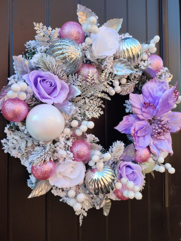 Purple and Pink Frosted Wreath - Image 4