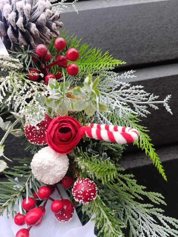 Candy Cane and White Poinsettia Wreath - Image 11