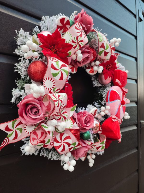 Pink and Red Candy themed Christmas wreath - Image 3