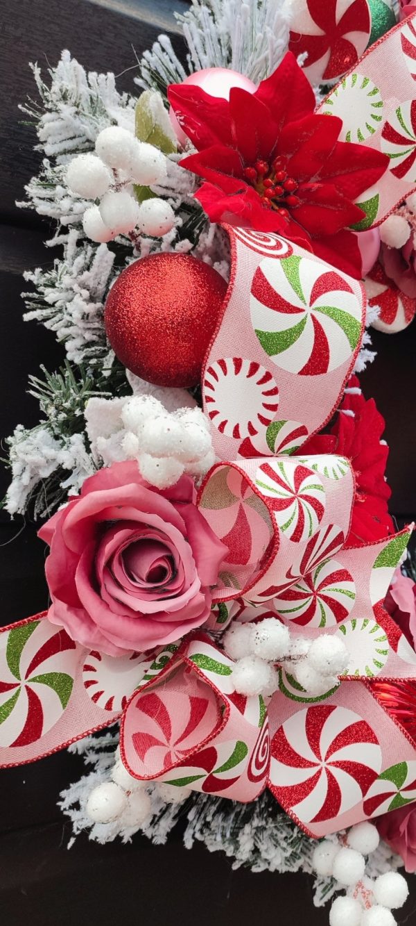 Pink and Red Candy themed Christmas wreath - Image 5