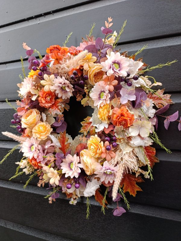 Autumnal Grapevine Wreath – Handmade with Silk Flowers - Image 6