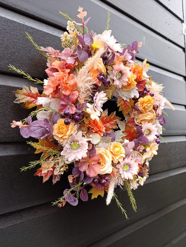 Autumnal Grapevine Wreath – Handmade with Silk Flowers - Image 7