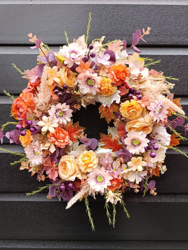 Autumnal Grapevine Wreath – Handmade with Silk Flowers - Image 10