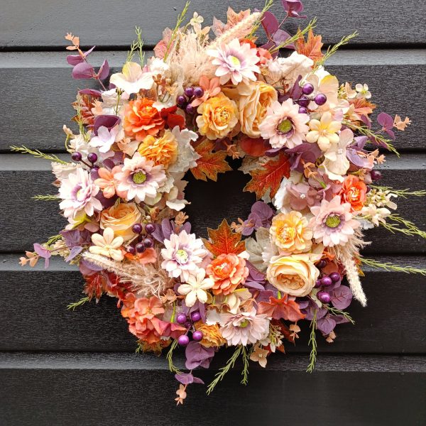 Autumnal Grapevine Wreath – Handmade with Silk Flowers