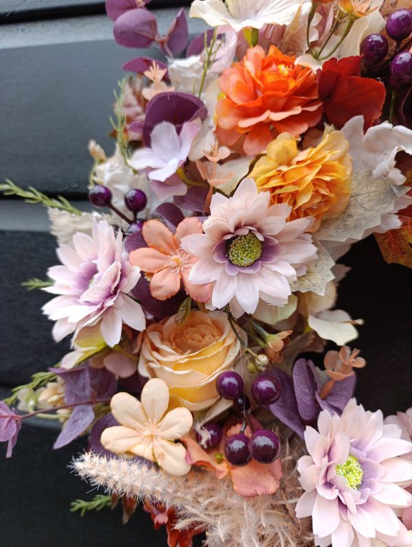 Autumnal Grapevine Wreath – Handmade with Silk Flowers - Image 3