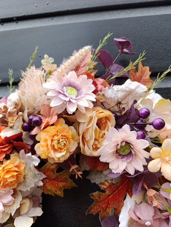 Autumnal Grapevine Wreath – Handmade with Silk Flowers - Image 4