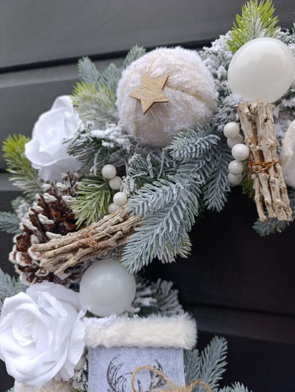 Frosted Winter Wonderland Wreath | Handmade 50cm Christmas Door Wreath - Image 4