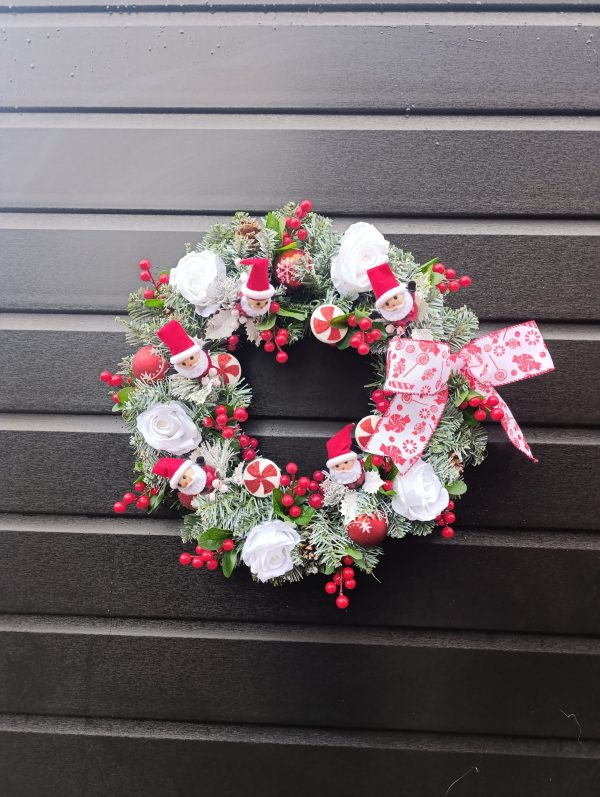 Handmade Christmas Wreath - Candy Cane & Santa Door Decor - UK made - Image 8