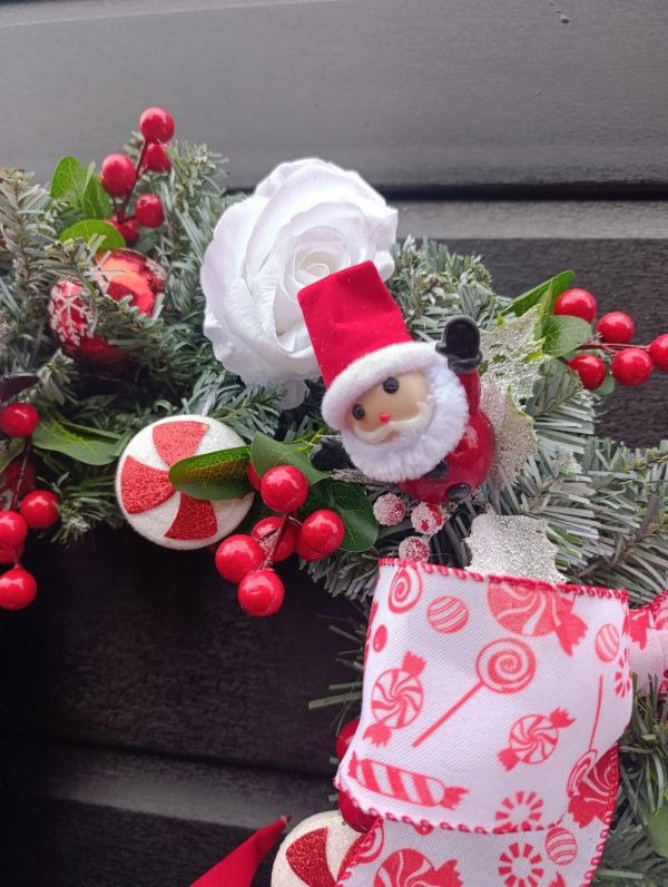 Handmade Christmas Wreath - Candy Cane & Santa Door Decor - UK made - Image 5