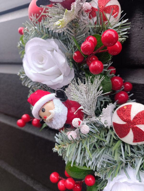 Handmade Christmas Wreath - Candy Cane & Santa Door Decor - UK made - Image 7