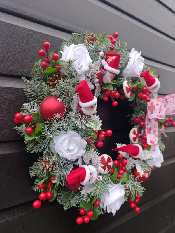 Handmade Christmas Wreath - Candy Cane & Santa Door Decor - UK made - Image 6