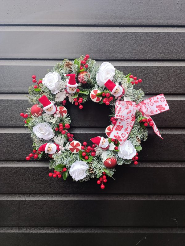 Handmade Christmas Wreath - Candy Cane & Santa Door Decor - UK made - Image 9