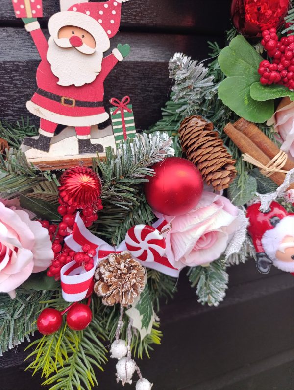 Red and Pink Christmas Wreath - Handmade - Letters to Santa - Festive Door Decoration - Image 7