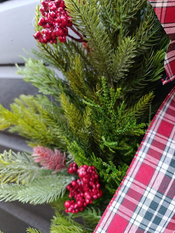 Norfolk Pine and Cedar Real Touch Winter Wreath - Image 4