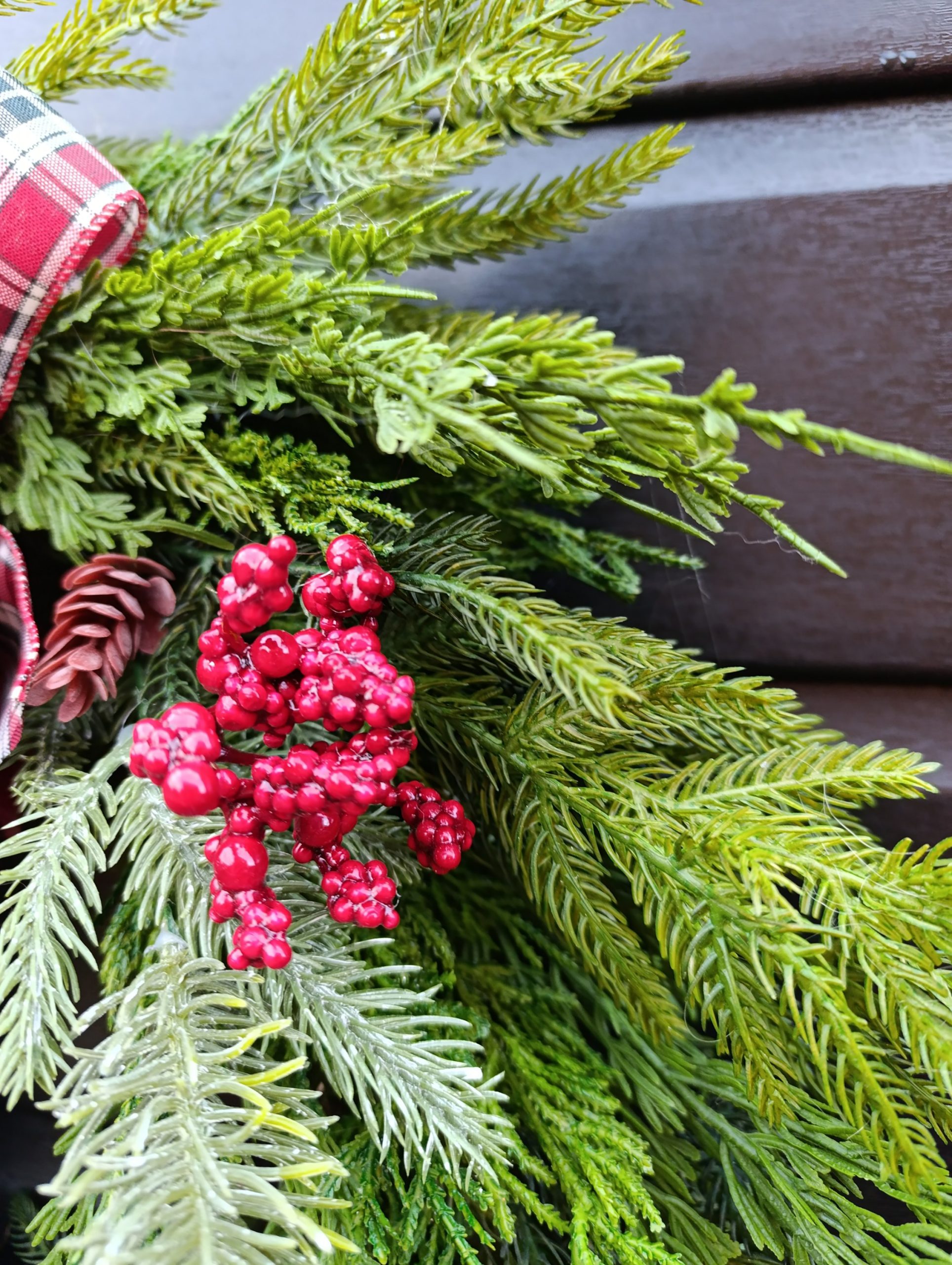 Norfolk Pine and Cedar Real Touch Winter Wreath Norfolk Pine and Cedar Real Touch Winter Wreath - Image 8