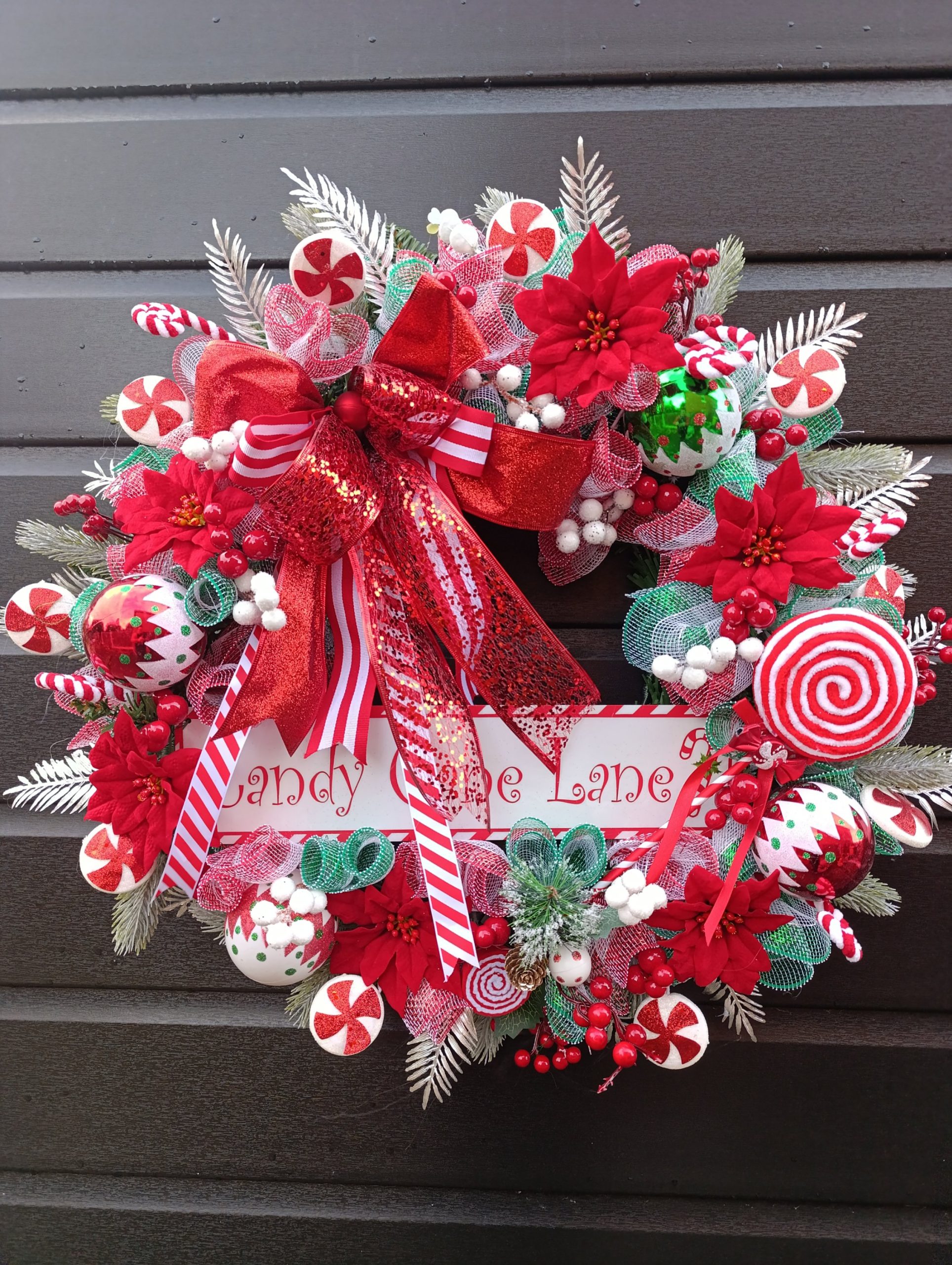 Candy Cane Lane Christmas Wreath - Handmade 65cm Deluxe Door Decor Candy Cane Lane Christmas Wreath - Handmade 65cm Deluxe Door Decor