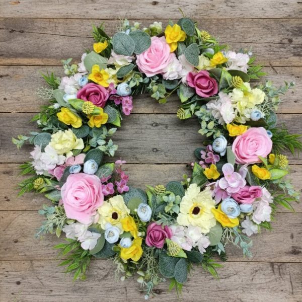 Spring Floral Door Wreath - Cottage Core