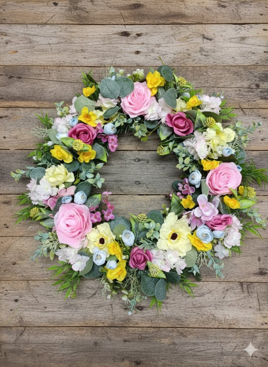 Spring Floral Door Wreath - Cottage Core Spring Floral Door Wreath - Cottage Core