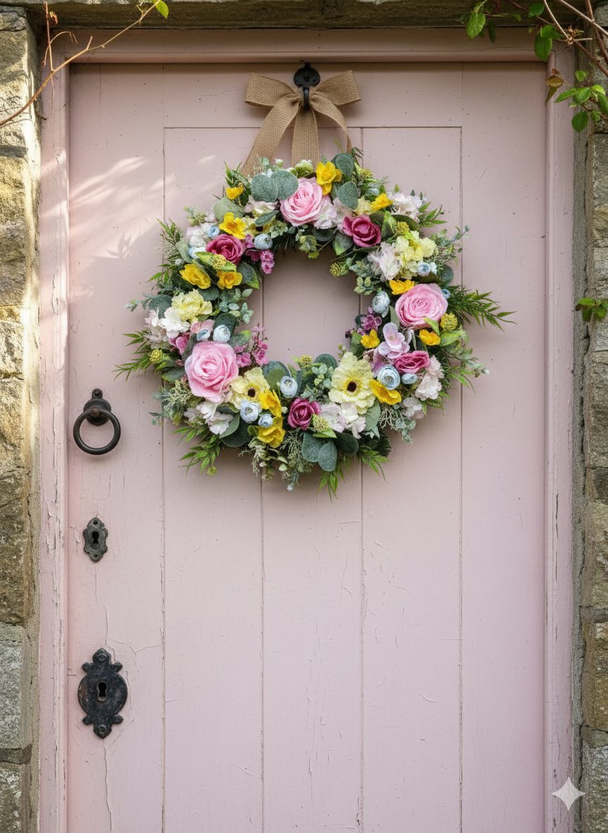 Spring Floral Door Wreath - Cottage Core Spring Floral Door Wreath - Cottage Core - Image 2