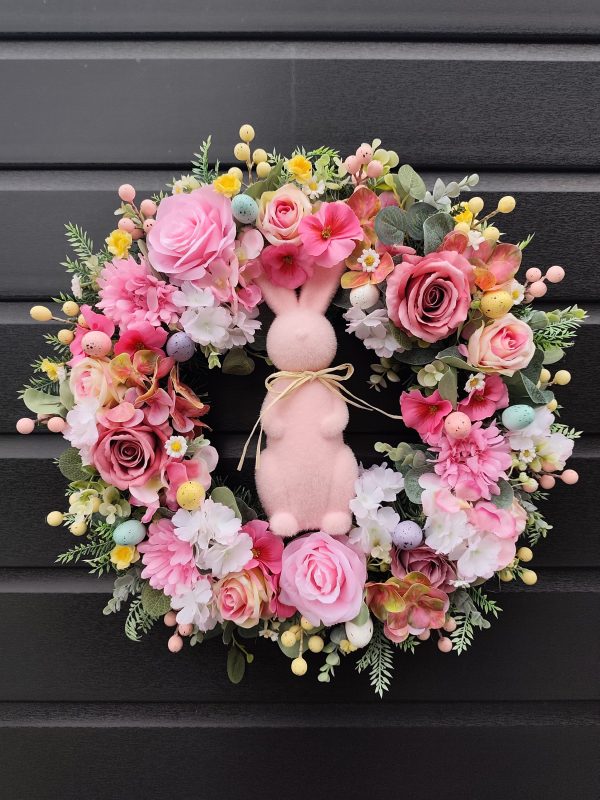 β Luxury Easter Bunny Front Door Wreath | 50cm Handcrafted Spring Floral Decor | Premium Faux Peonies & Roses | includes Storage Box