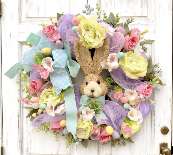 Pastel Easter Bunny Wreath