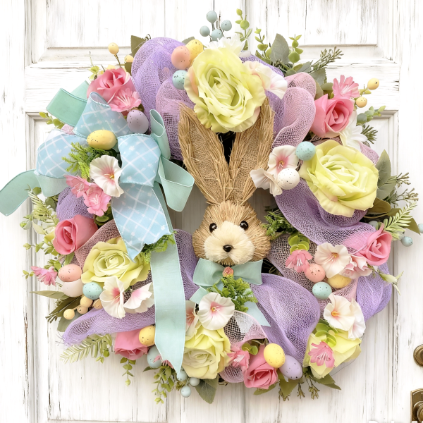 Pastel Easter Bunny Wreath
